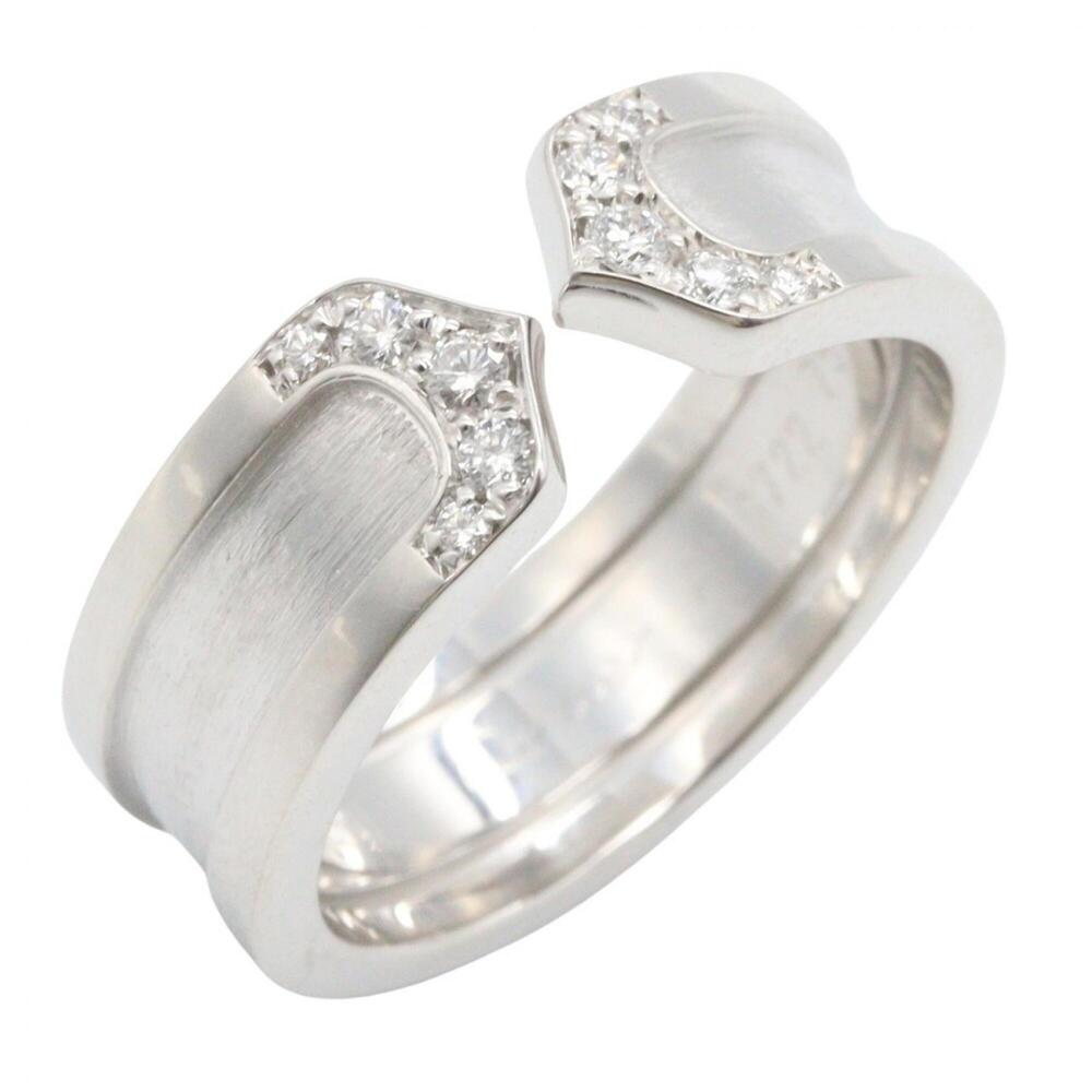 Cartier C2 Diamond Ring - 18K White Gold (18KWG) Women's Silver/Clear Tone